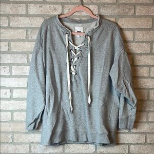 Aerie Lace Up Crew Neck Sweatshirt- Size L